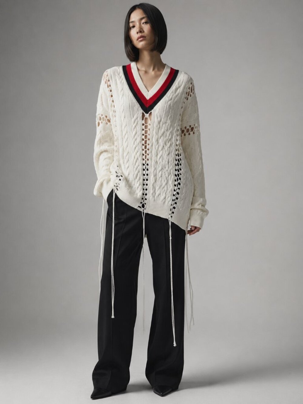 Alexander Wang Cricket Tennis Preppy Hamptons Cable Knit Sweater Size XS
